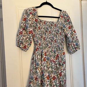 Floral smocked mini dress